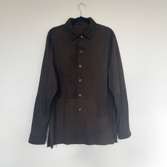 Men's Jose Luis Brown Leather Button Down Shirt NWT size 40 R - Picture 1 of 10